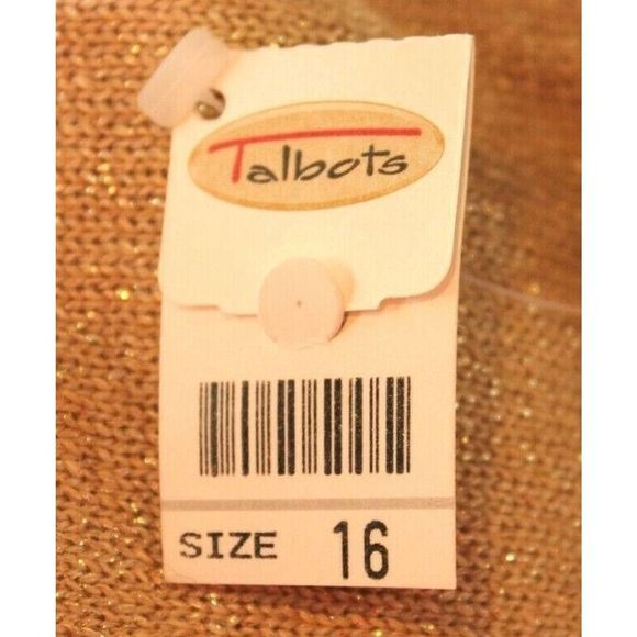 Talbots Cardigan Gold Silk/Angora Blend Metallic Thread Women's Sz 16 NWT - Picture 11 of 11